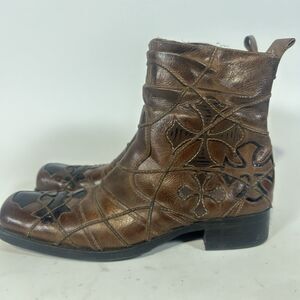 Mark Nason Men’s Leather Boots Size 10 U Rock Gothic Cross Angel Sole Dark Tan